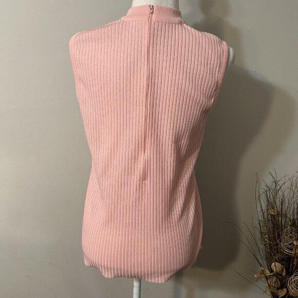 Vtg 70S James Kenrob Women Pink Rib Knit Sleeveless Sweater Top Back Zip Size 16 - Picture 2 of 6